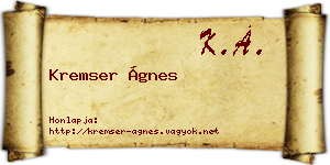 Kremser Ágnes névjegykártya
